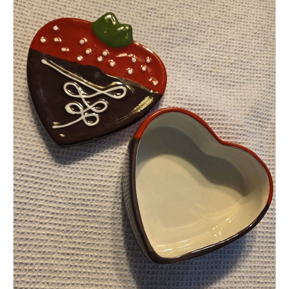 Chocolate Covered Strawberry Ceramic Trinket Dish Strawberry Decor Romantic Gift